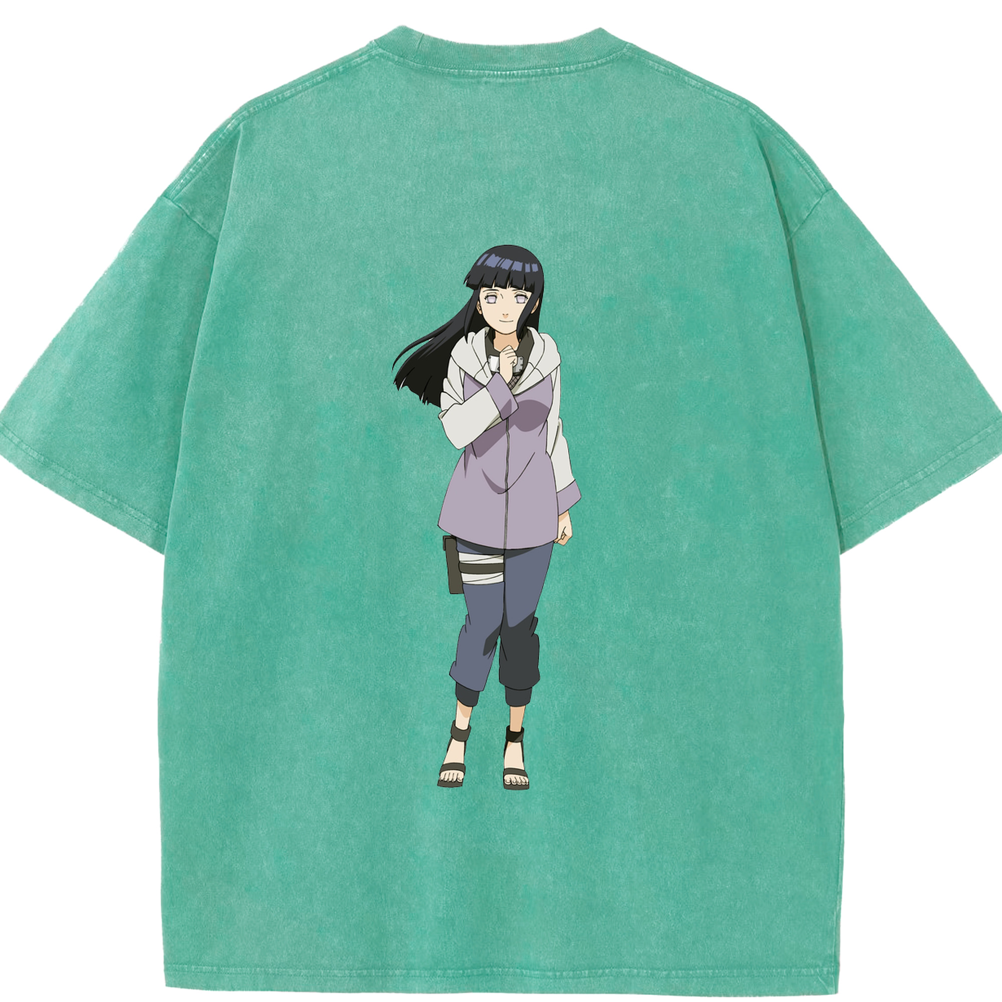 （画像用） NARUTO -ナルト- 日向ヒナタ Hyūga Hinata 綿100% ヴィンテージ風 半袖Tシャツ（背面プリント）